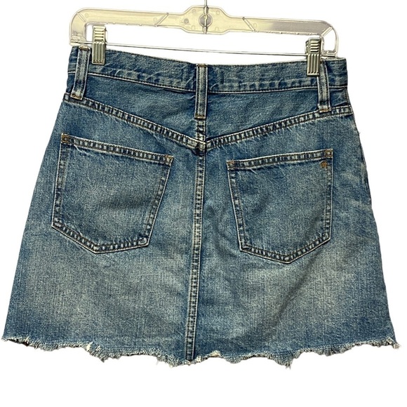MADEWELL Rigid Denim A Line Denim Jean Button Fly Mini Skirt Size 27 - Picture 3 of 7